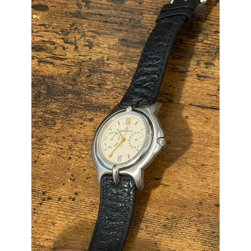 Bertolucci Pulchra Swiss Quartz Watch Day Date Cream Dial Leather Strap